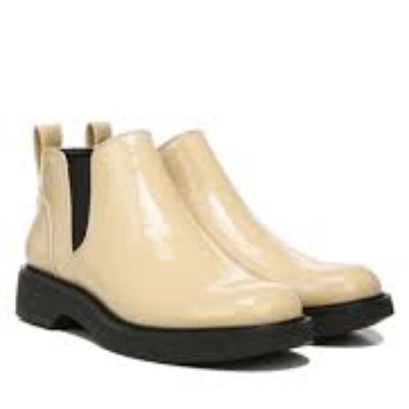 Franco Sarto Jellisa Patent Chelsea Boot in Beige 5M NWT - Picture 1 of 8